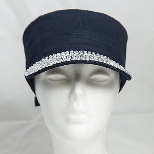 Rheinstone Military Style Cap NAVY